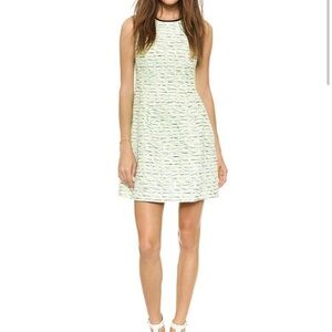 Nwts Shoshanna Charlie Jacquard Dress in Neon Yellow Sleeveless Knee Length